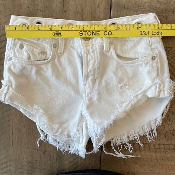 We the Free White Distressed Shorts with Grommets in Waist for Tie Belt - 24 - Picture 8 of 9